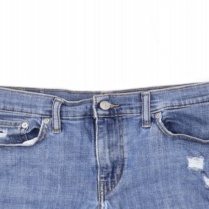 Levi's Womens Blue Cotton Hot Pants Shorts Size 30 L3 in Regular Zip