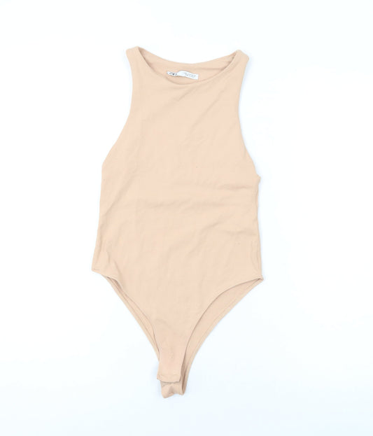 Zara Womens Pink Polyamide Bodysuit One-Piece Size S L10 in Snap