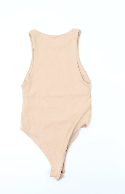 Zara Womens Pink Polyamide Bodysuit One-Piece Size S L10 in Snap