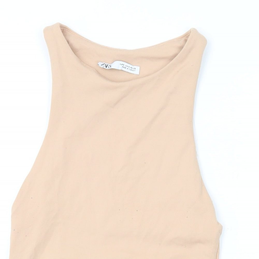 Zara Womens Pink Polyamide Bodysuit One-Piece Size S L10 in Snap