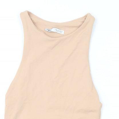 Zara Womens Pink Polyamide Bodysuit One-Piece Size S L10 in Snap