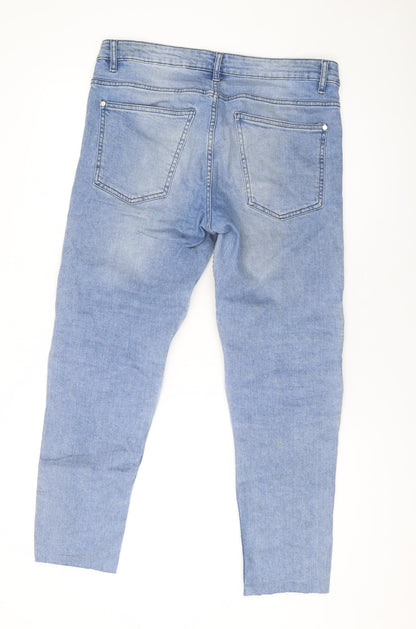 Divided by H&M Womens Blue Cotton Straight Jeans Size 34 in L27 in Regular Zip