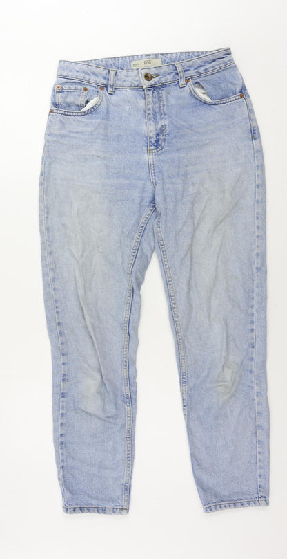 Topshop Womens Blue Cotton Mom Jeans Size 28 in L30 in Regular Zip