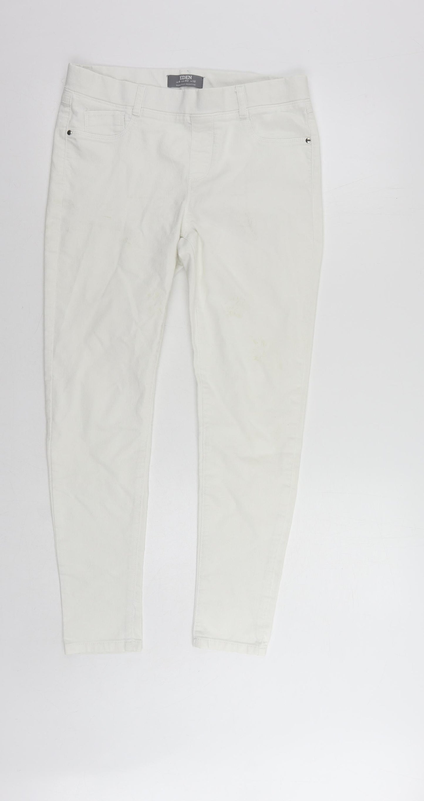 Dorothy Perkins Womens White Cotton Jegging Jeans Size 12 L27 in Regular - Elastic Waist