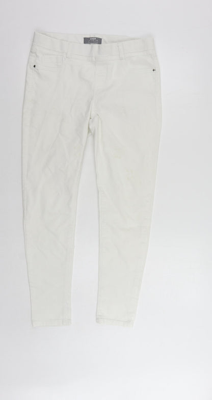 Dorothy Perkins Womens White Cotton Jegging Jeans Size 12 L27 in Regular - Elastic Waist