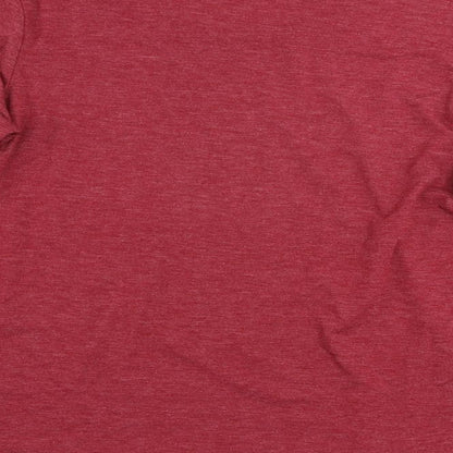 Marks and Spencer Womens Red Polyester Basic T-Shirt Size 12 Boat Neck - Embellished Neckline