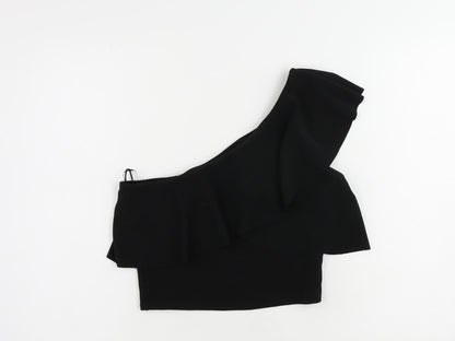 Womens UK Size M Stradivarius Black Cropped Blouse