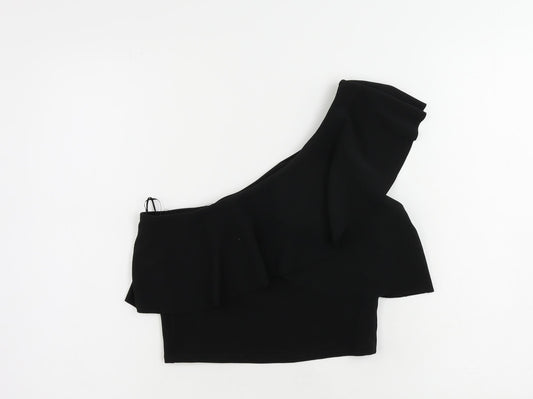 Womens UK Size M Stradivarius Black Cropped Blouse