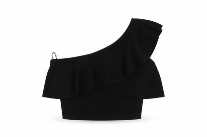 Womens UK Size M Stradivarius Black Cropped Blouse