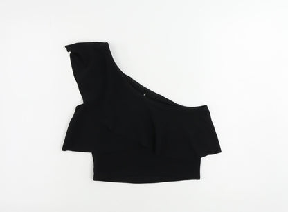 Womens UK Size M Stradivarius Black Cropped Blouse