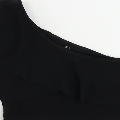 Womens UK Size M Stradivarius Black Cropped Blouse