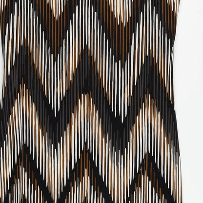 CC Womens Brown Geometric Polyester Sheath Size L V-Neck Pullover