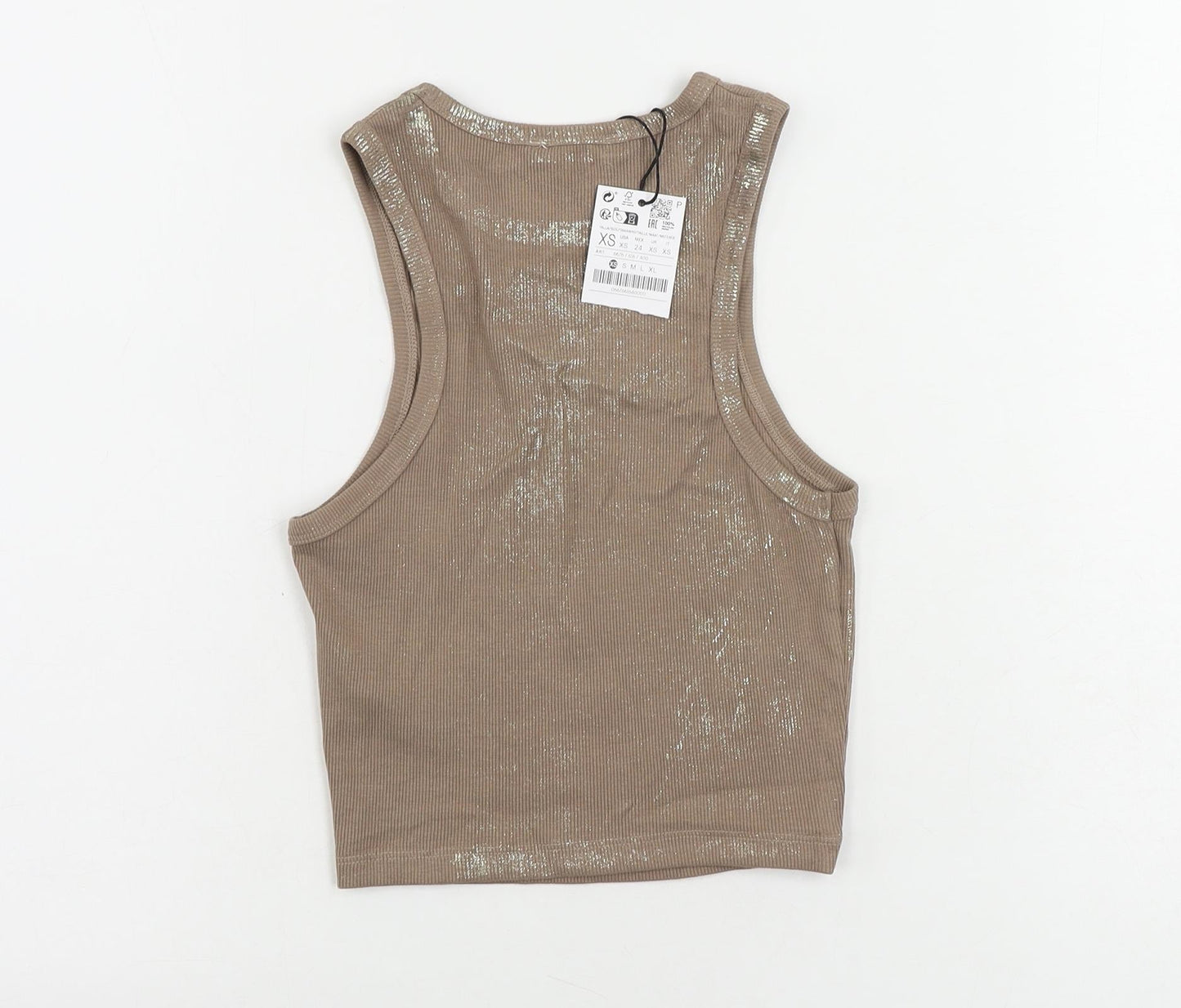 Womens UK Size XS Stradivarius Brown Cropped Tank