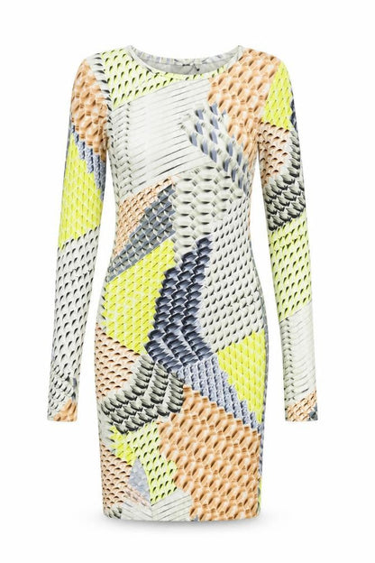 Topshop Womens Multicoloured Geometric Polyester Bodycon Size 6 Round Neck Pullover