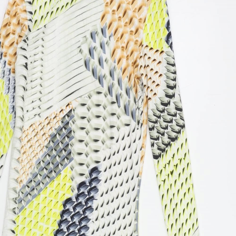 Topshop Womens Multicoloured Geometric Polyester Bodycon Size 6 Round Neck Pullover