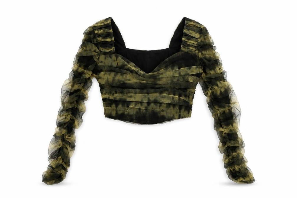 Womens UK Size M Zara Green Cropped Blouse