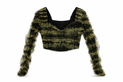 Womens UK Size M Zara Green Cropped Blouse
