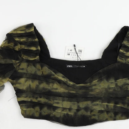 Womens UK Size M Zara Green Cropped Blouse