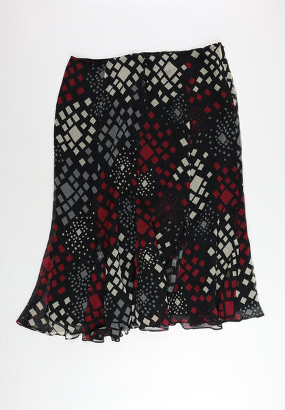 Alex & Co. Womens Black Geometric Polyester A-Line Skirt Size 20 Zip