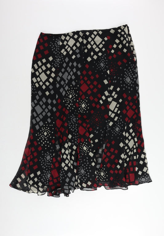 Alex & Co. Womens Black Geometric Polyester A-Line Skirt Size 20 Zip