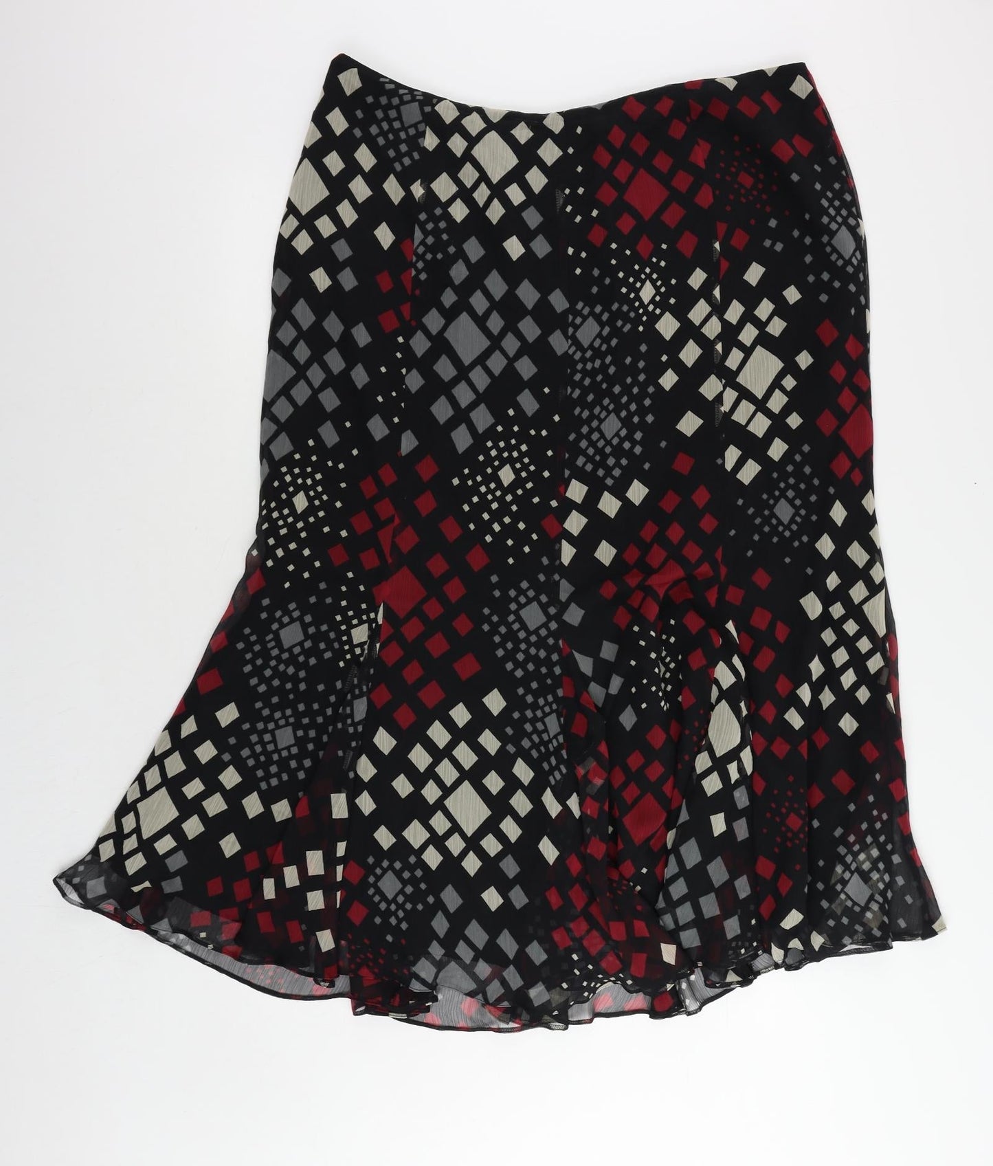 Alex & Co. Womens Black Geometric Polyester A-Line Skirt Size 20 Zip