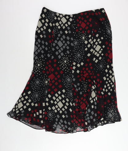 Alex & Co. Womens Black Geometric Polyester A-Line Skirt Size 20 Zip