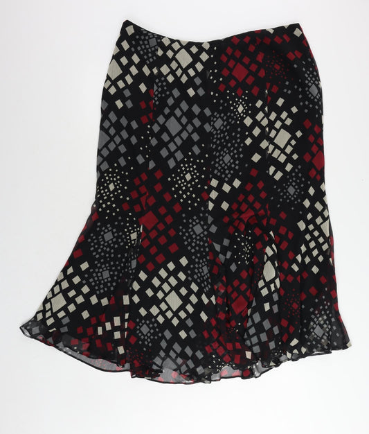 Alex & Co. Womens Black Geometric Polyester A-Line Skirt Size 20 Zip