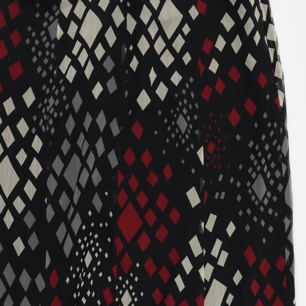 Alex & Co. Womens Black Geometric Polyester A-Line Skirt Size 20 Zip