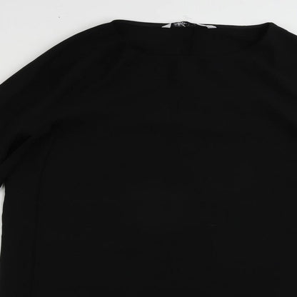 Zara Womens Black Polyester Sheath Size S Boat Neck Pullover