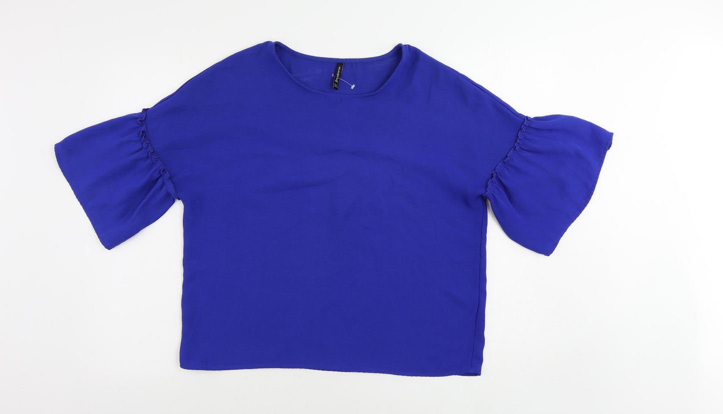 Womens UK Size M Stradivarius Blue Basic Blouse