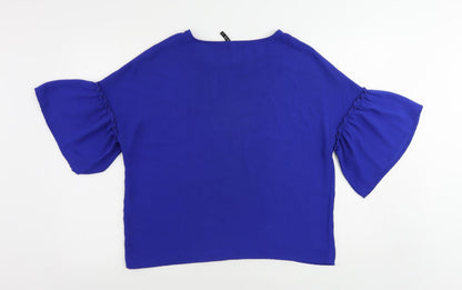 Womens UK Size M Stradivarius Blue Basic Blouse