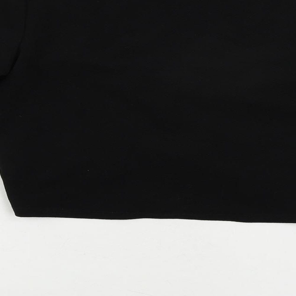 Divided by H&M Womens Black Polyester Cropped Blouse Size S V-Neck - Ruched