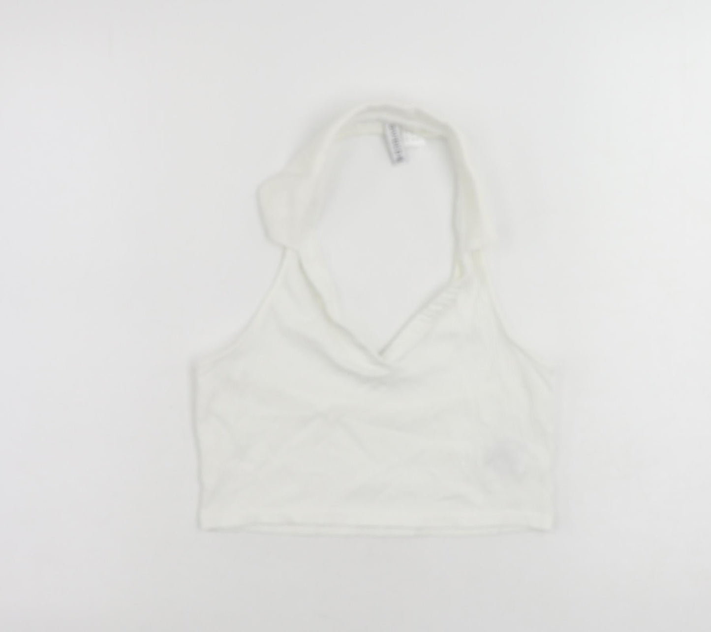 Womens UK Size M Divided by H&M White Cropped Tank