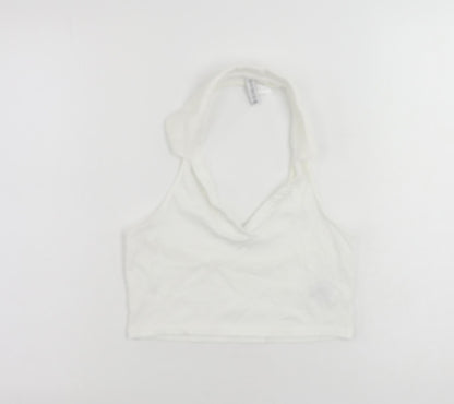 Womens UK Size M Divided by H&M White Cropped Tank