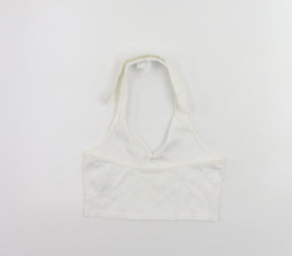 Womens UK Size M Divided by H&M White Cropped Tank