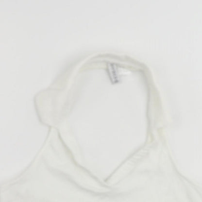 Womens UK Size M Divided by H&M White Cropped Tank