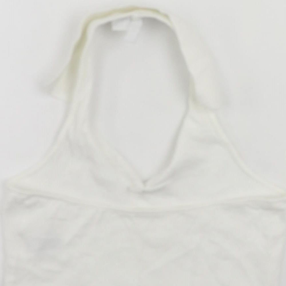 Womens UK Size M Divided by H&M White Cropped Tank