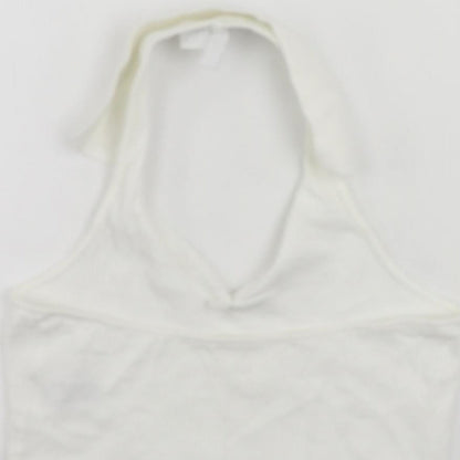 Womens UK Size M Divided by H&M White Cropped Tank