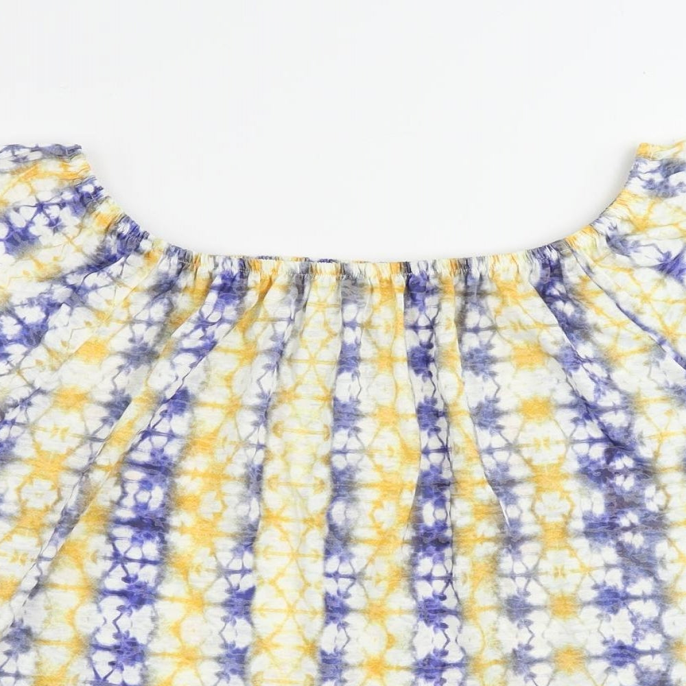 Womens UK Size 10 M&Co Blue Basic T-Shirt