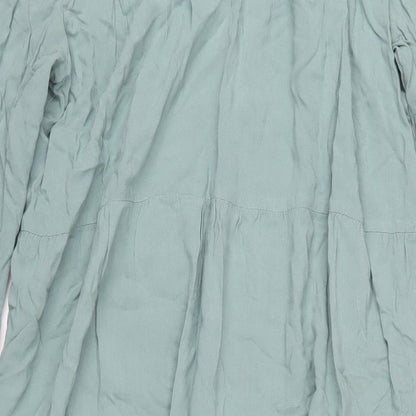 Benin Style Womens Green Viscose A-Line Size 10 Round Neck Zip