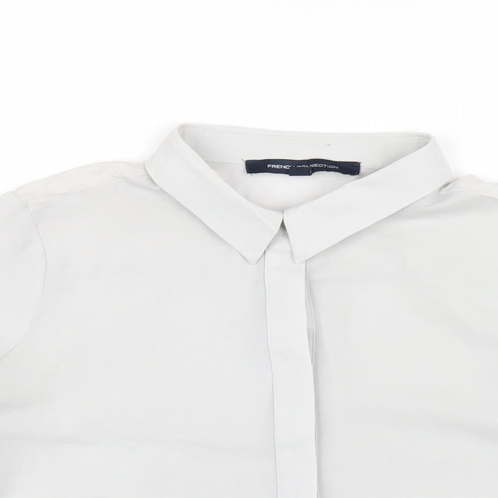 French Connection Womens Grey Polyester Basic Button-Up Size S Collared