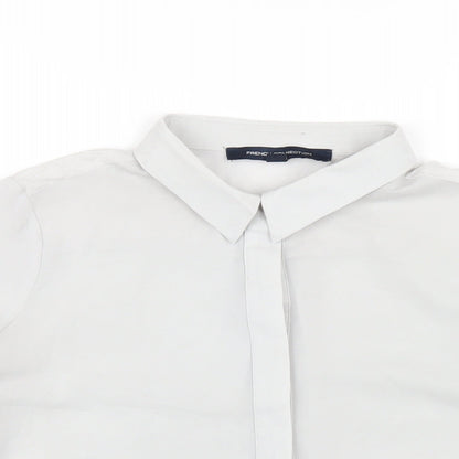 French Connection Womens Grey Polyester Basic Button-Up Size S Collared