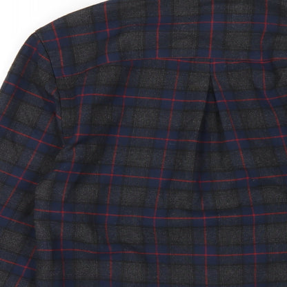 River Island Mens Multicoloured Plaid Polyester Button-Up Size XS Collared Button