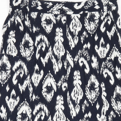 Marks and Spencer Womens Blue Geometric Linen A-Line Skirt Size 10