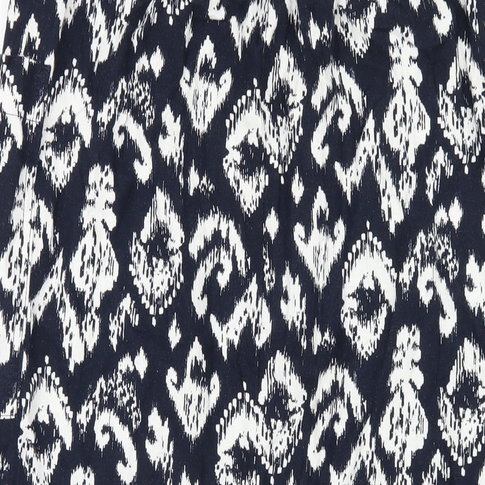 Marks and Spencer Womens Blue Geometric Linen A-Line Skirt Size 10