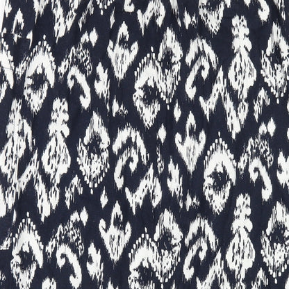 Marks and Spencer Womens Blue Geometric Linen A-Line Skirt Size 10