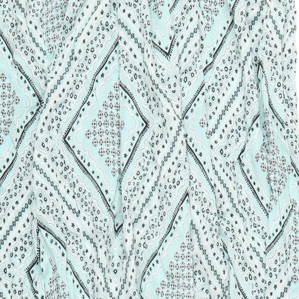 ASOS Womens Green Geometric Viscose A-Line Skirt Size 18