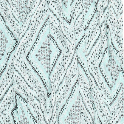 ASOS Womens Green Geometric Viscose A-Line Skirt Size 18