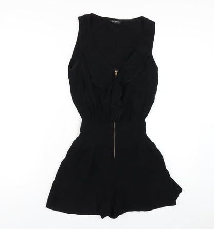 Miss Selfridge Womens Black Vinyl Playsuit One-Piece Size 10 Zip