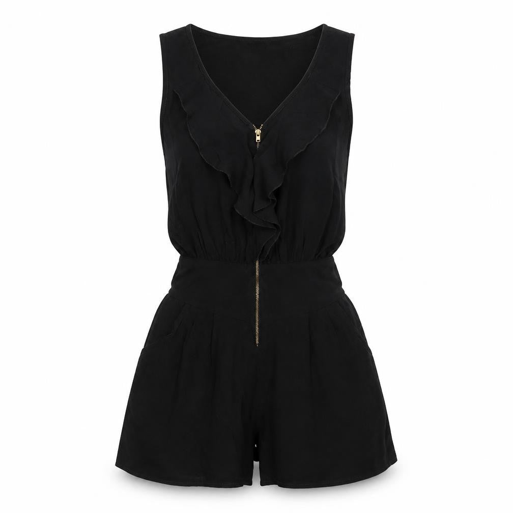 Womens UK Size 10 Miss Selfridge One-Piece Black Playsuit
